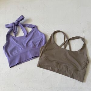 Peachy Bunz Sports Bra Set Of 2 Purple And Taupe Sports Bras